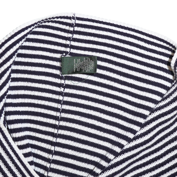 Lauren Ralph Lauren Navy White Striped Cotton Sweater Sz XL Nautical Preppy EUC - Picture 11 of 13